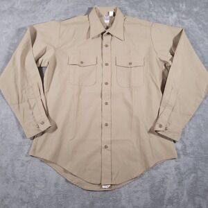 Flying Cross Shirt Men 16x35 Khaki Tan‎ USN Regulation Long Sleeve MIL-S-21949